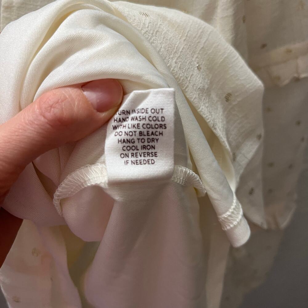 Blu Pepper Swiss Dot Ruffle Peasant Blouse Ivory Cream Cottagecore S Romantic - Picture 7 of 8